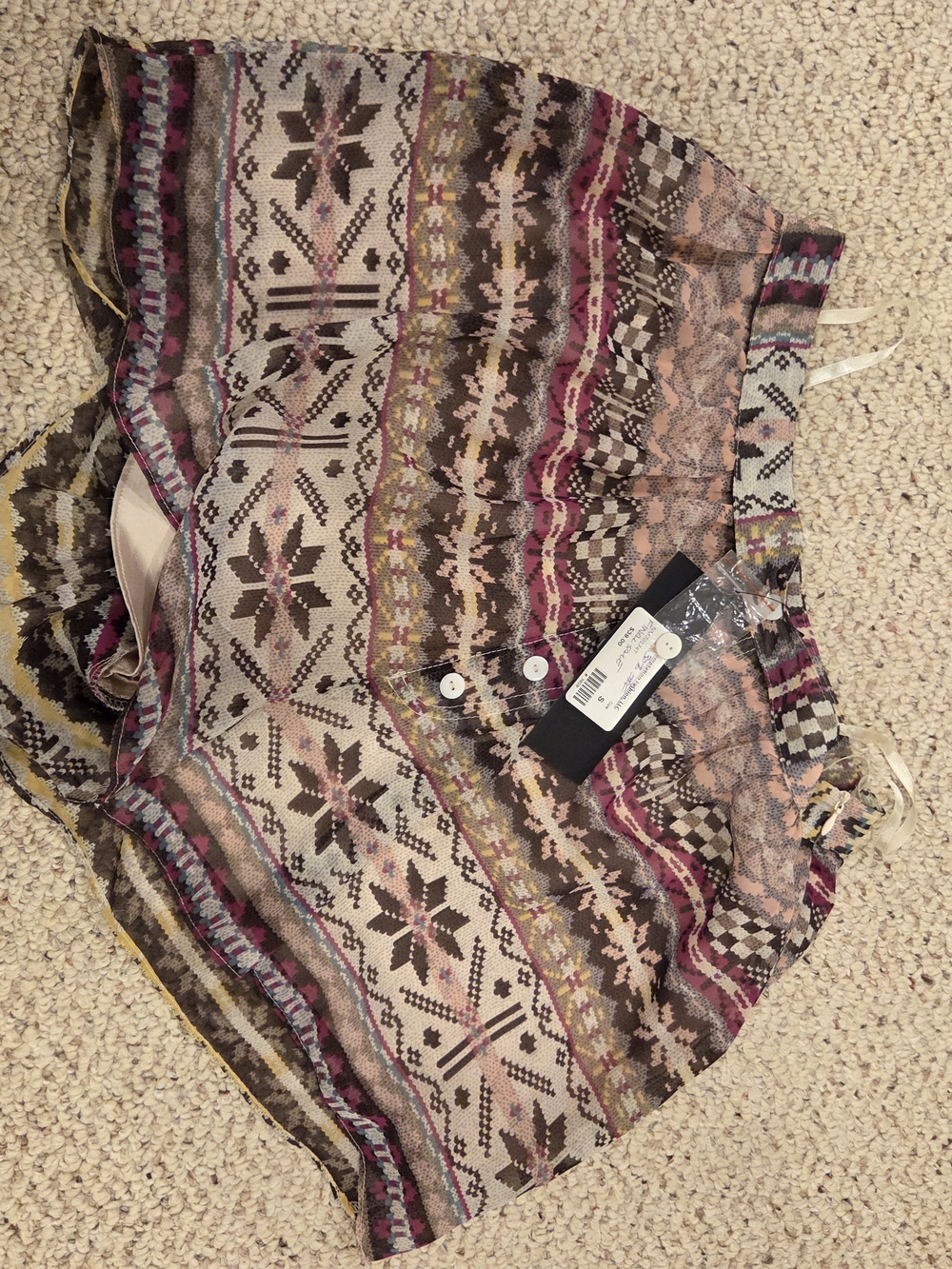 Ark & Co High-Waist Tribal Print Shorts in Pink, Brown, Cream